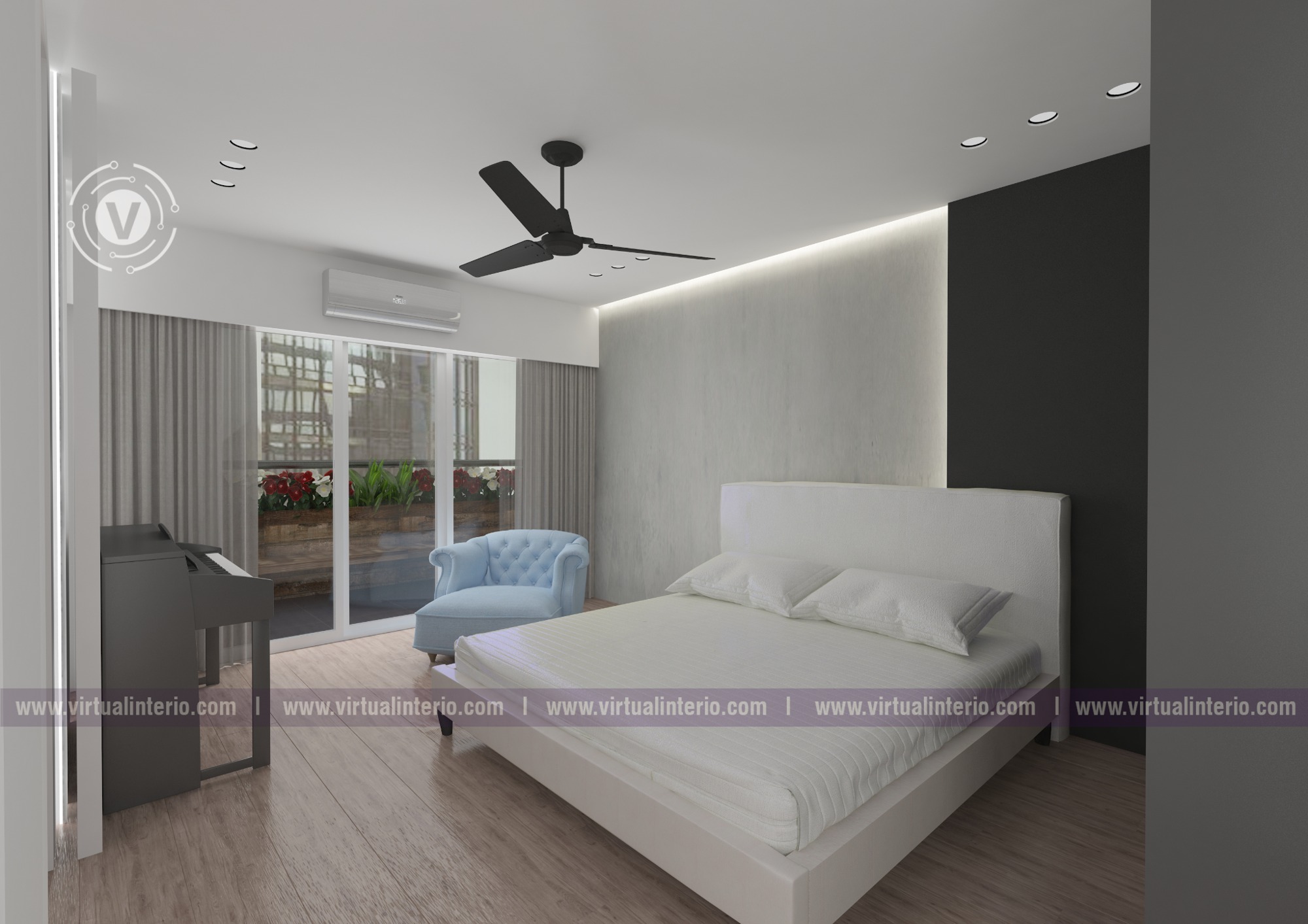 Calm, simplicity & space — Bedroom visualization