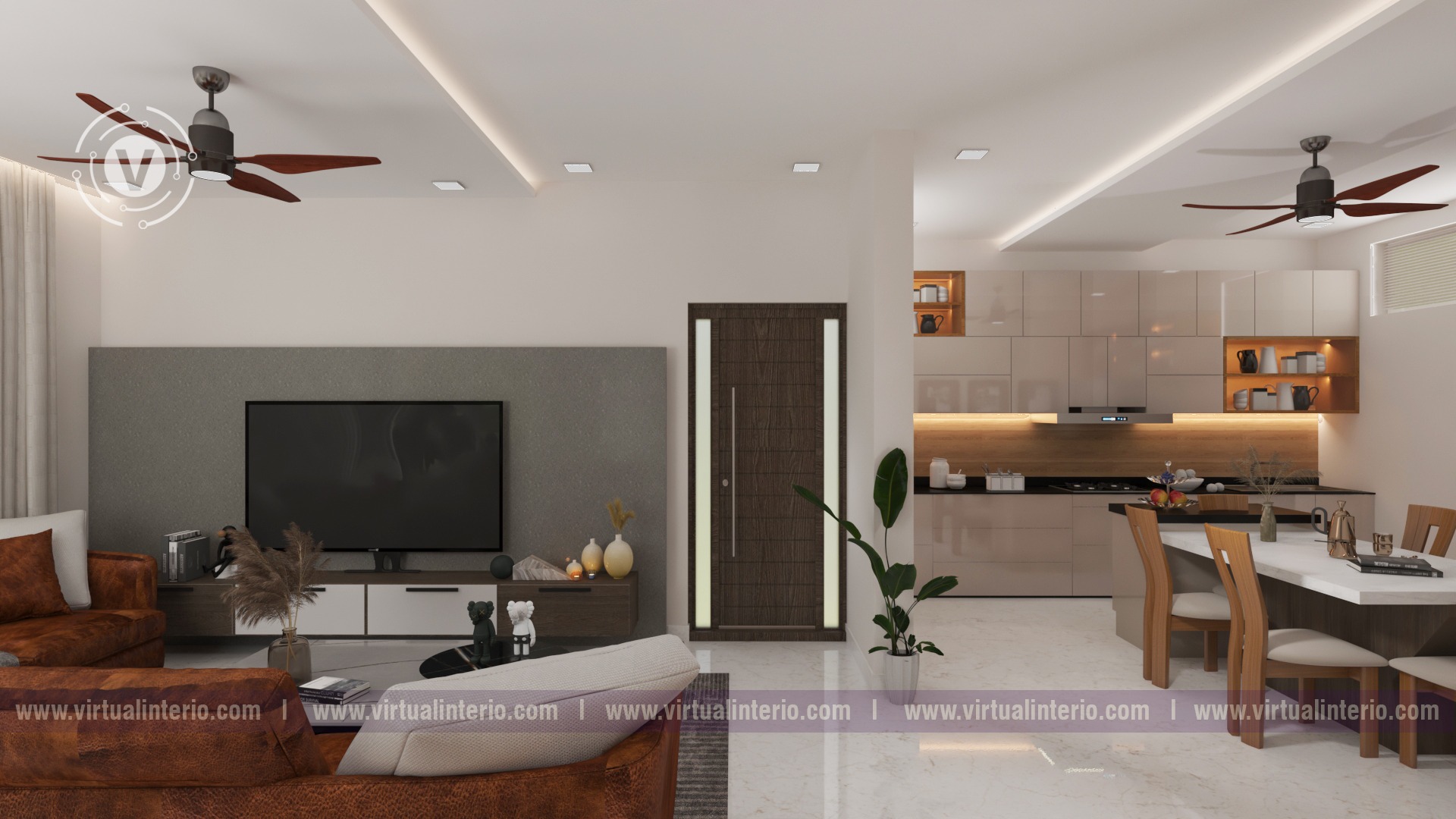 Detailed living room rendering