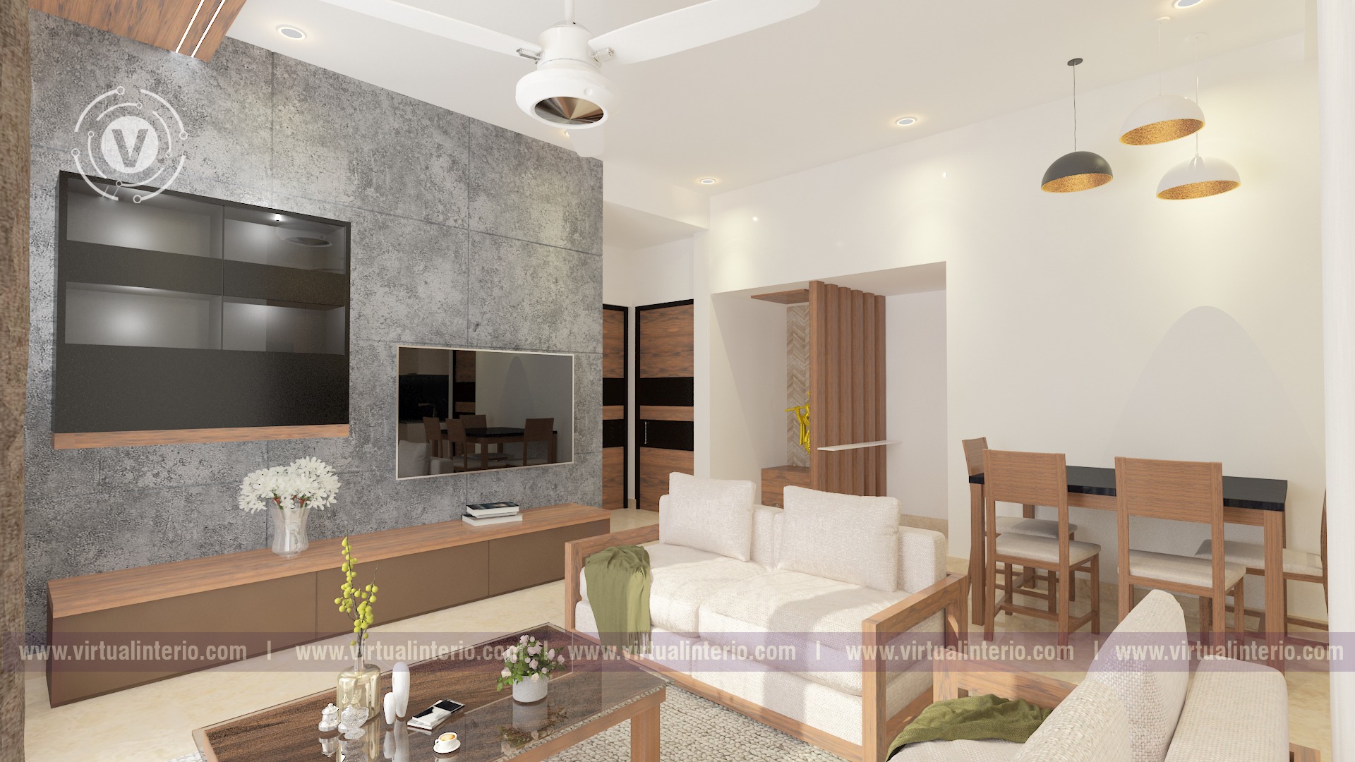A light-filled gathering space — Living & dining visualization