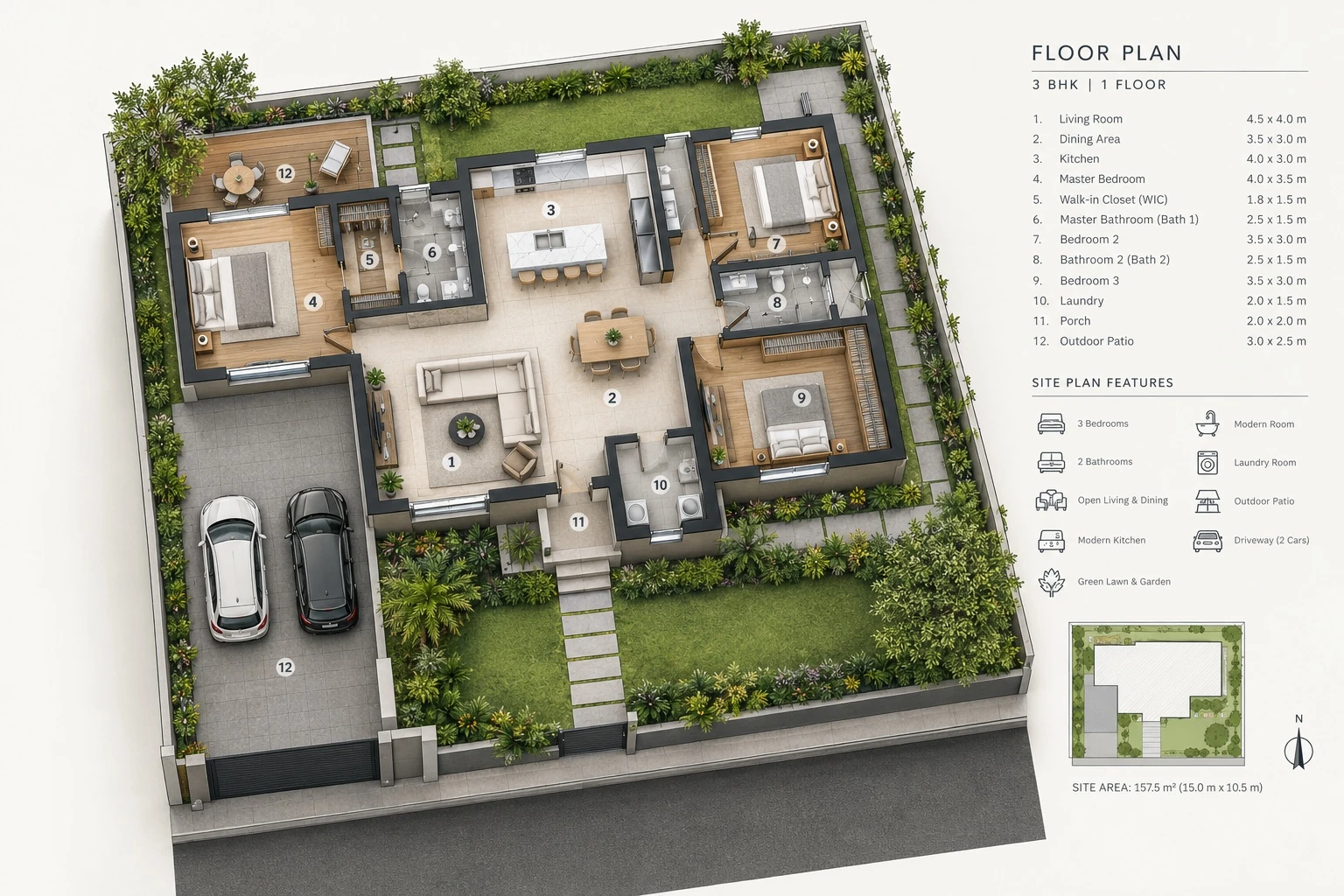 3D house & landscape plan