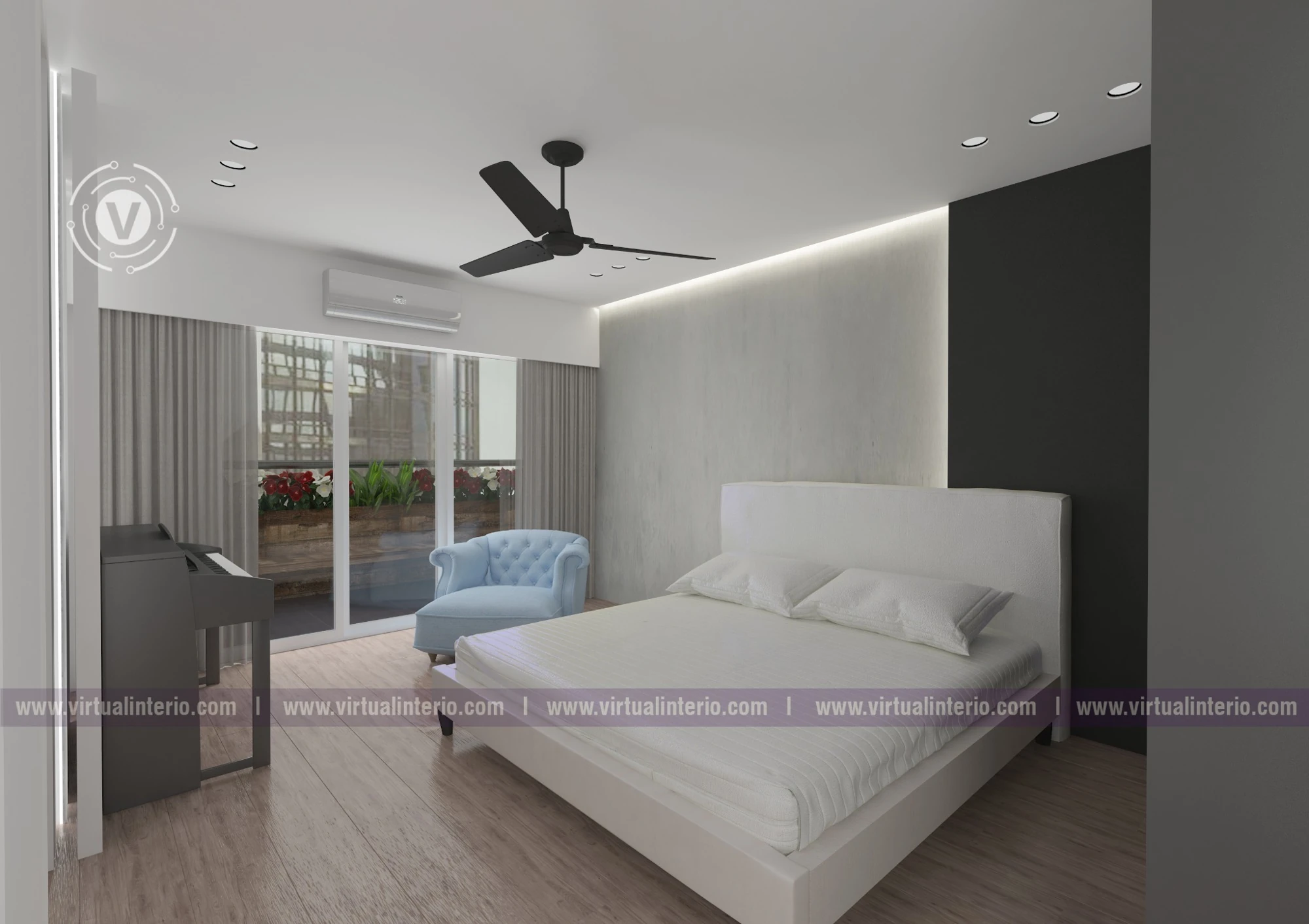 Calm, simplicity & space — Bedroom visualization